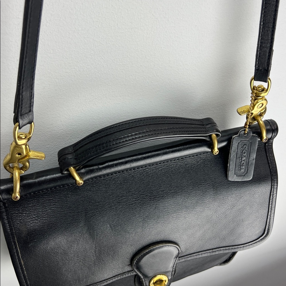 Vintage Coach Willis 9927 Top Handle Satchel Bag Crossbody Black Brass USA Made - Picture 10 of 15
